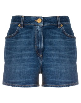 Medusa Head print denim shorts