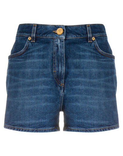 Medusa Head print denim shorts