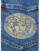 Medusa Head print denim shorts