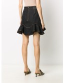 ruffled hem denim skirt