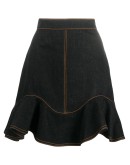 ruffled hem denim skirt