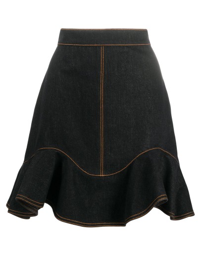 ruffled hem denim skirt