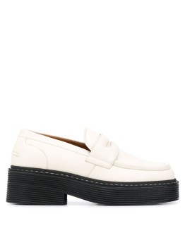 square-toe platform leather loafers