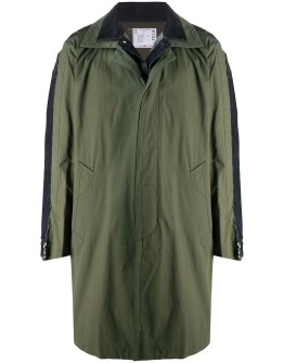 mixed-panels oversized coat