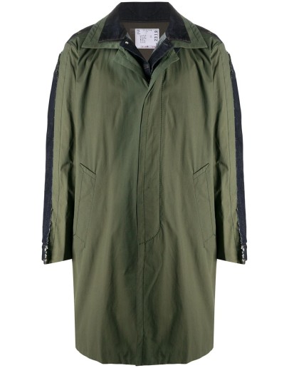 mixed-panels oversized coat