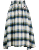 checkered high-waist cotton skirt
