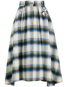 checkered high-waist cotton skirt