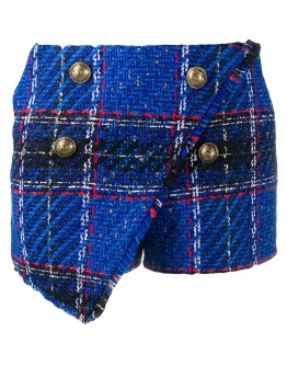 tartan-check tweed shorts