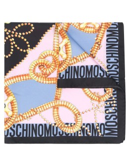 logo-print silk scarf