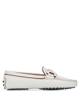 chain-link leather driving loafers