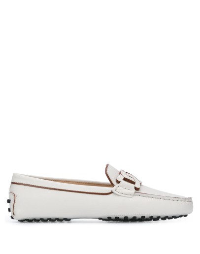 chain-link leather driving loafers