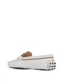 chain-link leather driving loafers