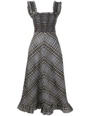 check-print flared dress