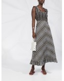 check-print flared dress