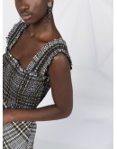 check-print flared dress