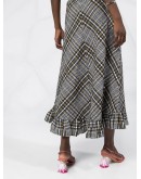 check-print flared dress