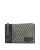 printed logo clutch bag