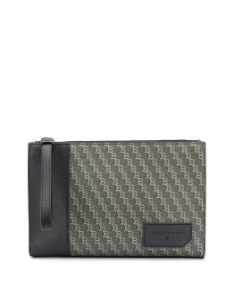 printed logo clutch bag