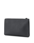 printed logo clutch bag