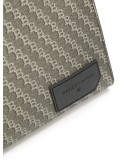 printed logo clutch bag