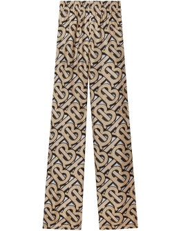 Monogram-print wide-leg trousers