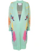 embroidered open-front cardigan