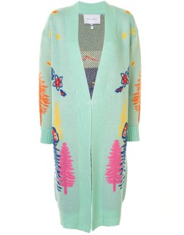 embroidered open-front cardigan
