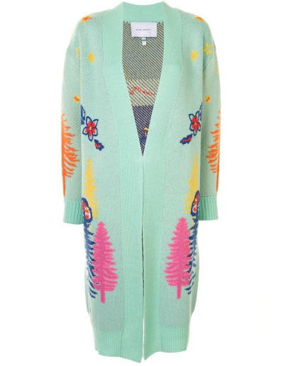 embroidered open-front cardigan