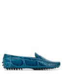 embossed style almond toe loafers