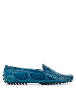 embossed style almond toe loafers