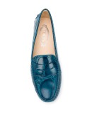 embossed style almond toe loafers