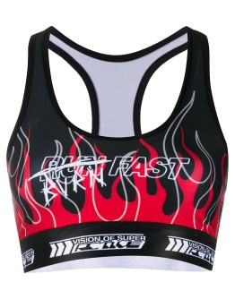 Burn Fast flame print sports bra