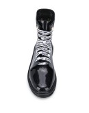 varnished lace-up boots