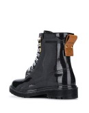 varnished lace-up boots