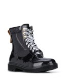 varnished lace-up boots