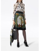 map print pleated skirt