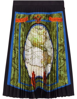 map print pleated skirt