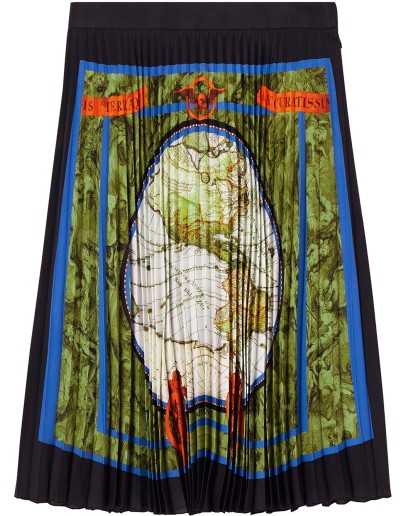 map print pleated skirt