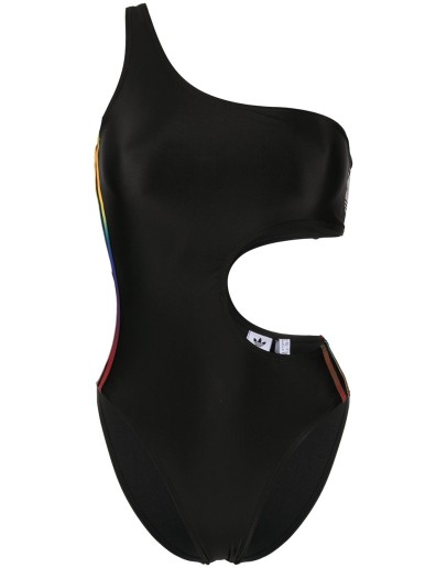 gradient three-stripes asymmetric swimsuit