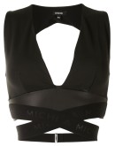 cross-over panelled cropped top