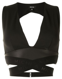 cross-over panelled cropped top