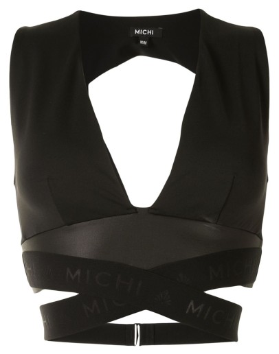 cross-over panelled cropped top