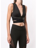 cross-over panelled cropped top