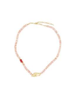 shell-pendant beaded necklace