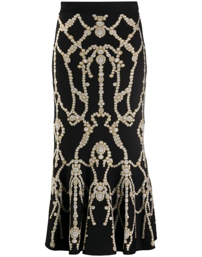 jewelled motif knitted skirt