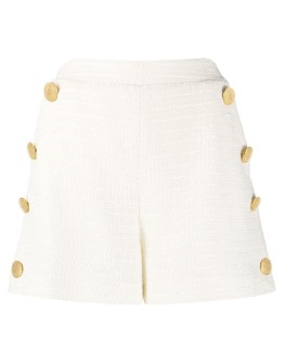 high-waisted tweed shorts