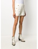 high-waisted tweed shorts