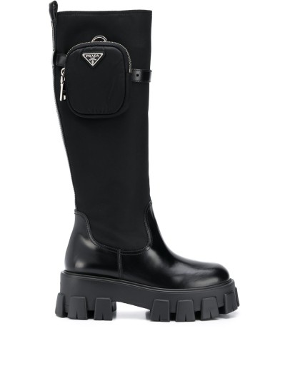 pocket-detail knee-length boots