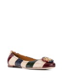 striped leather ballerina shoes