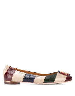 striped leather ballerina shoes